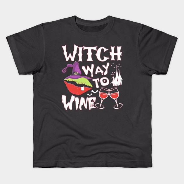 Halloween Drinking Out Witch Kids T-Shirt by Tatjana  Horvatić